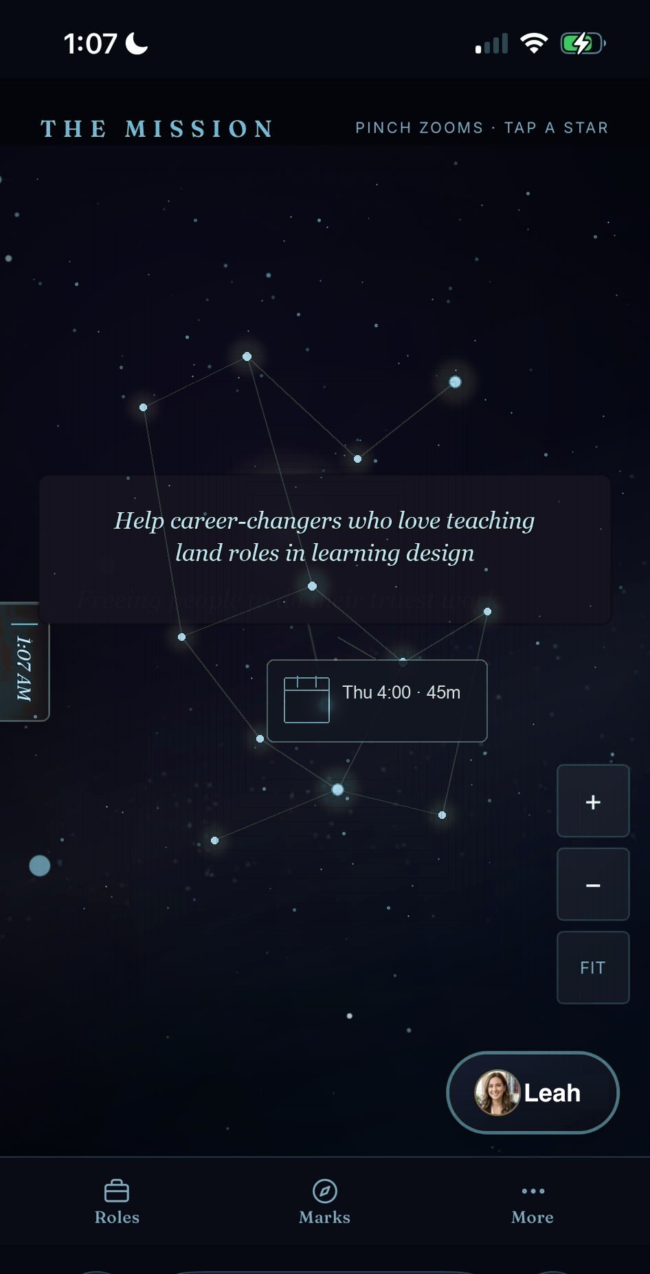 The Missioned star-map home: a discovered North Star about helping career-changers into learning design